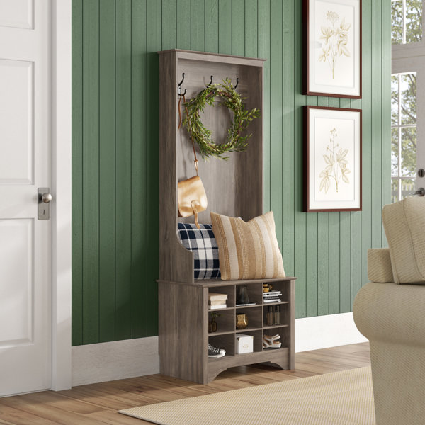 Gracie Oaks Angelica 27'' Wide Hall Tree with Bench and Shoe Storage